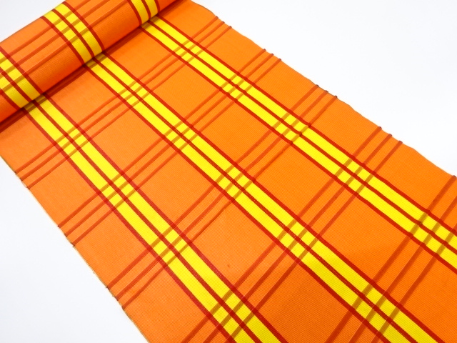 JAPANESE KIMONO / ANTIQUE BOLT FOR HASSUN OBI / WOVEN GRID